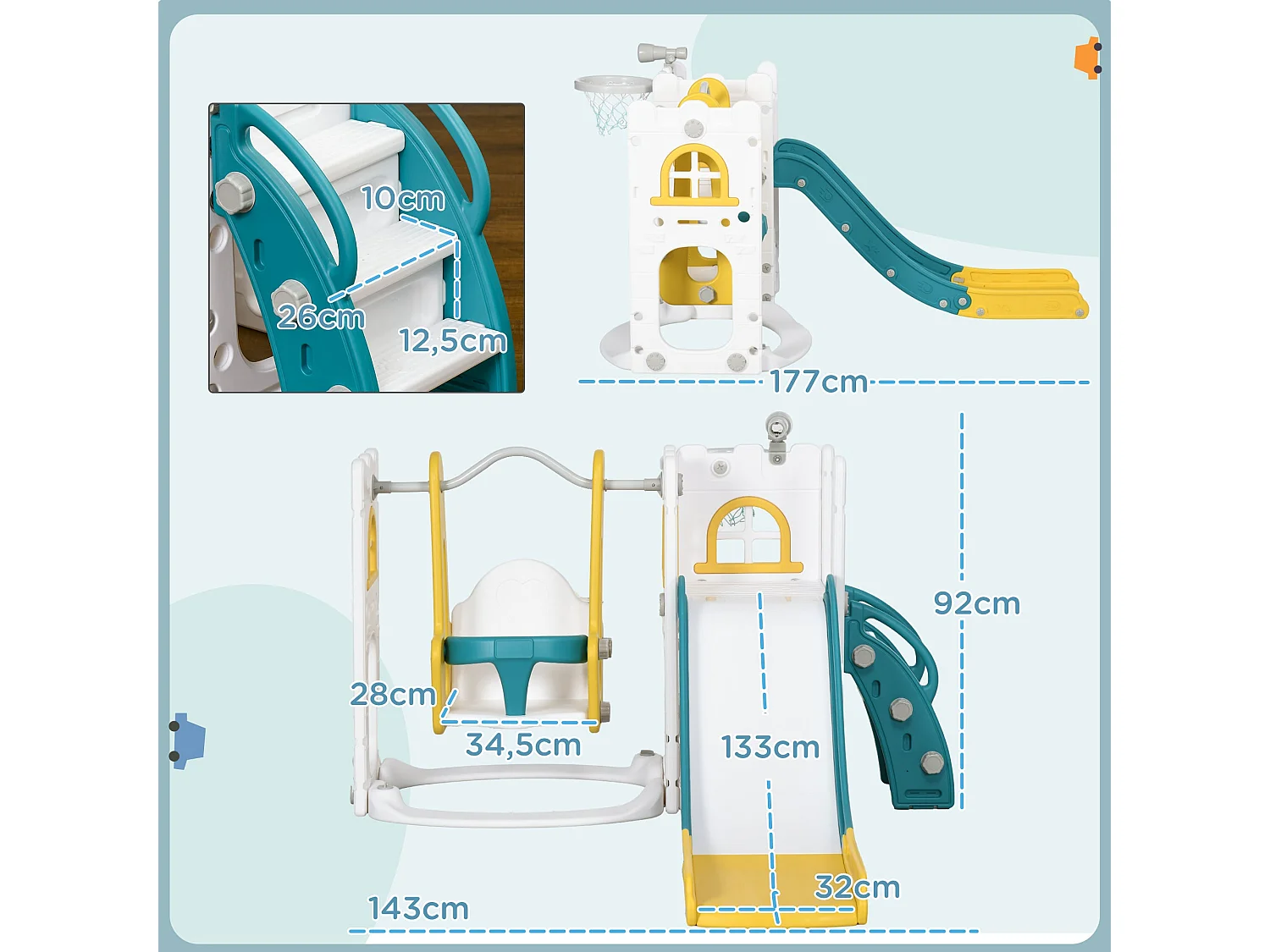 Parque de juegos infantil Worm Aiyaplay 6 en 1 +12M multicolor 92x143x177 cm
