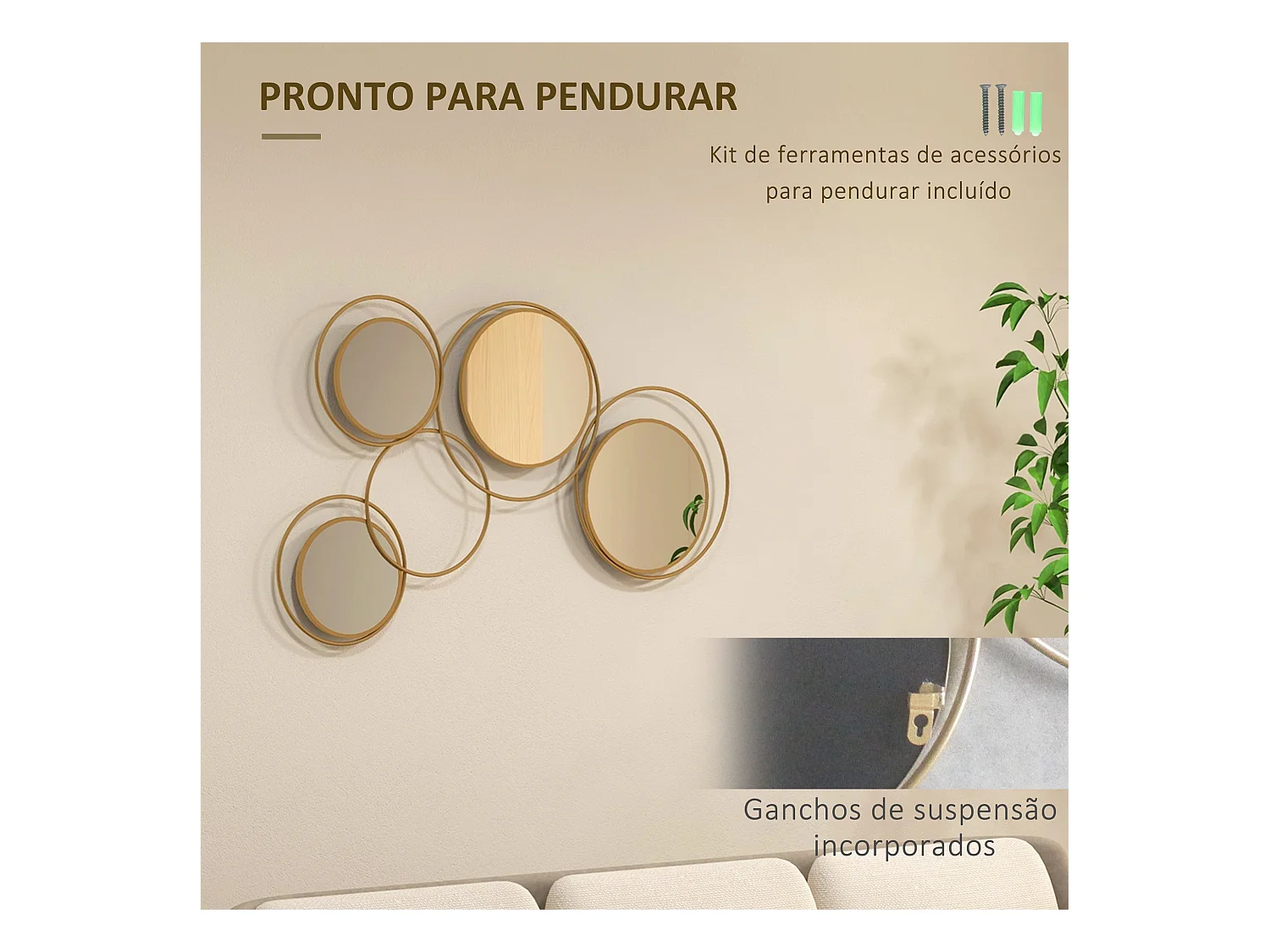 Espejo decorativo Dilux Homcom 4 espejos dorado 68x110x2 cm