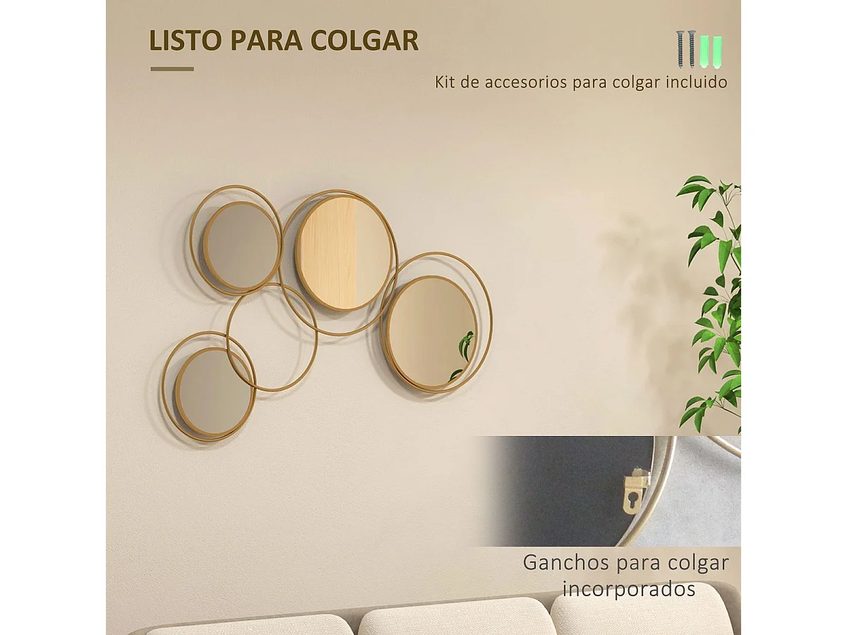 Espejo decorativo Dilux Homcom 4 espejos dorado 68x110x2 cm