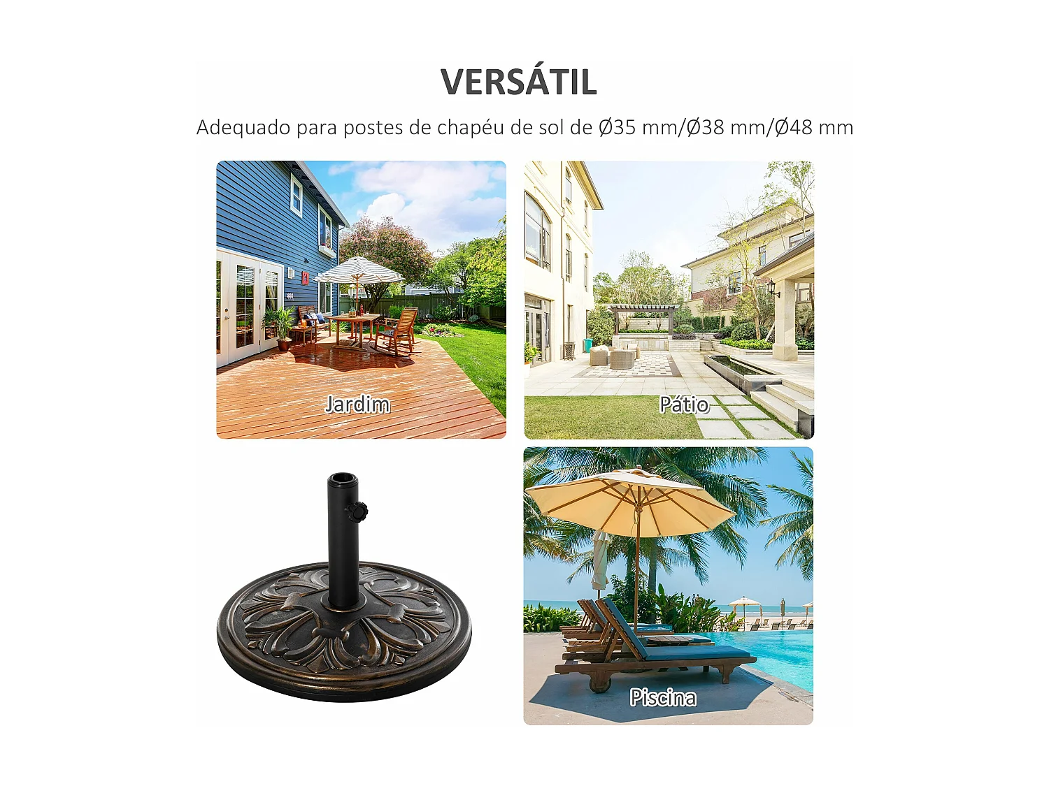 Base para Chapéu de Sol Outsunny: Estabilidade e Elegância para Seu Jardim