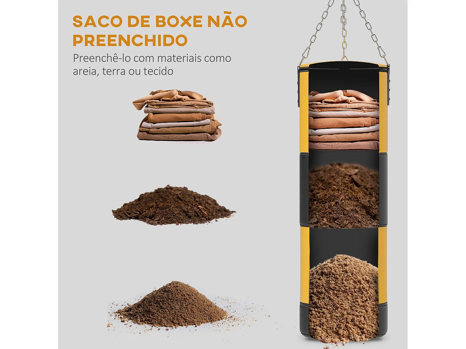Saco de Boxe SPORTNOW Amarelo com Luvas e Protetores - Treino Completo para MMA e Muay Thai