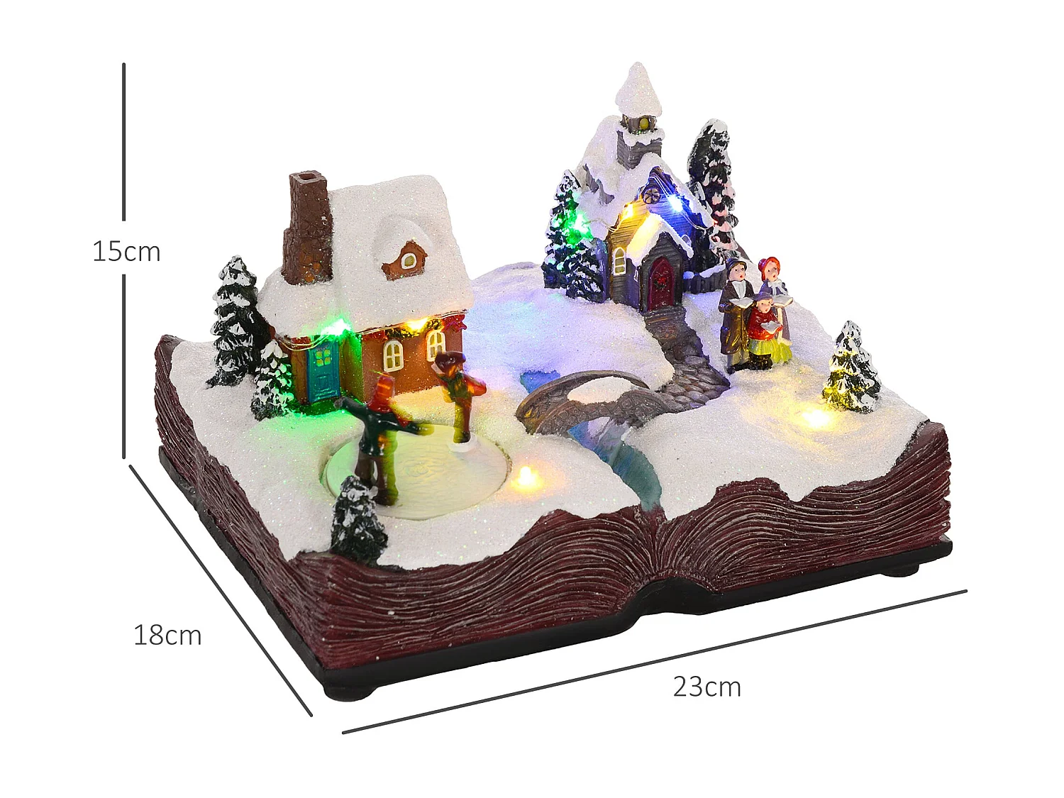 Aldeia de Natal HOMCOM com Luzes LED e Música - Cena Natalina Animada 23x18x15 cm