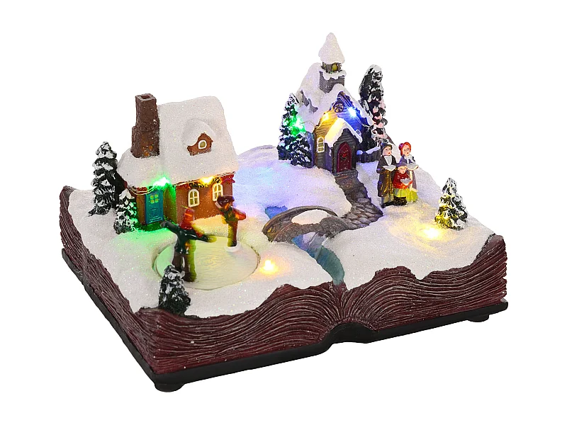Decoración navideña Pueblo Homcom luces LED multicolor 15x23x18 cm