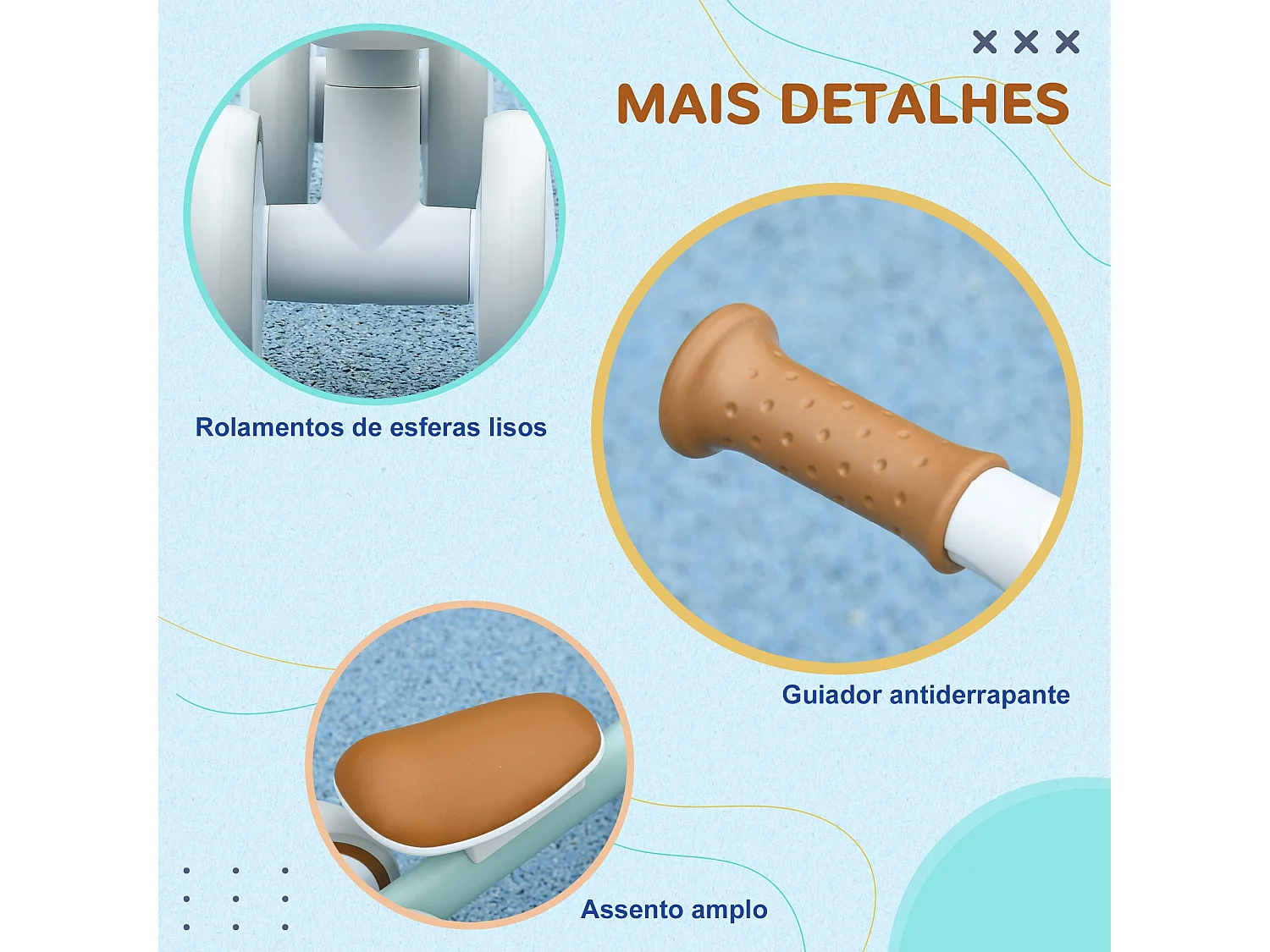 Bicicleta de Equilíbrio AIYAPLAY para Crianças de 1 a 3 Anos com Assento Ajustável e Pneus Silenciosos