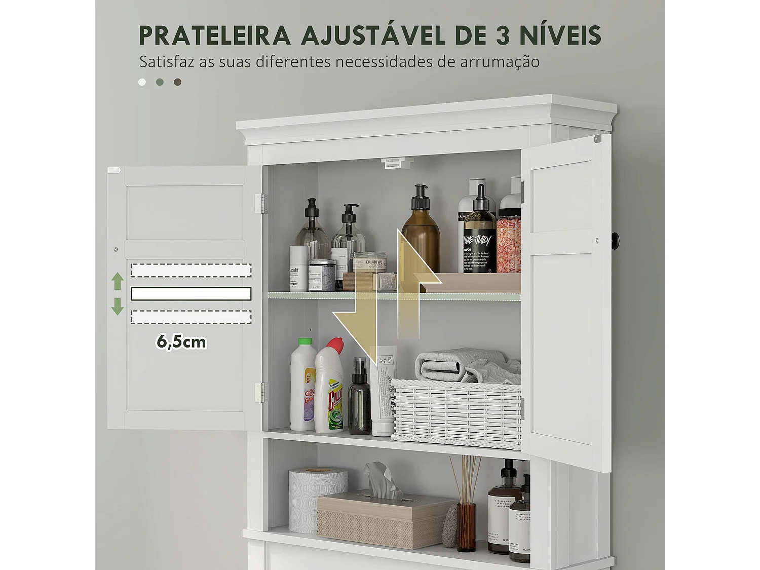 Mueble auxiliar Perséfone Homcom 2 puertas + compartimento blanco 175x70x20 cm