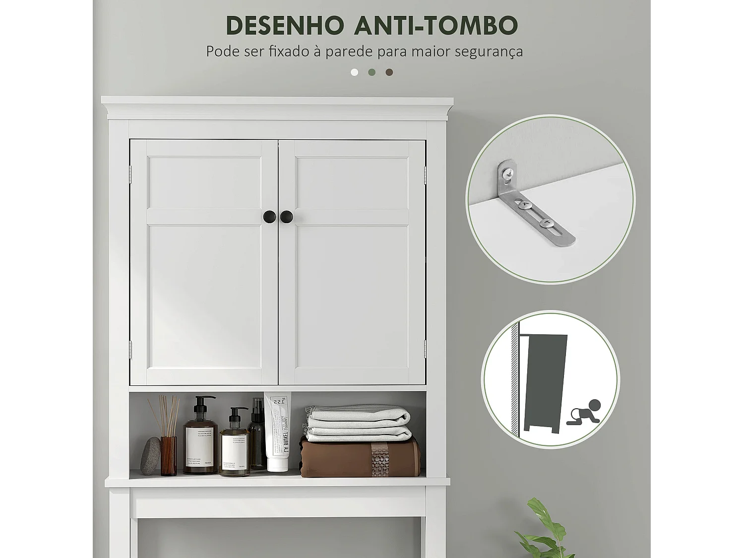 Mueble auxiliar Perséfone Homcom 2 puertas + compartimento blanco 175x70x20 cm