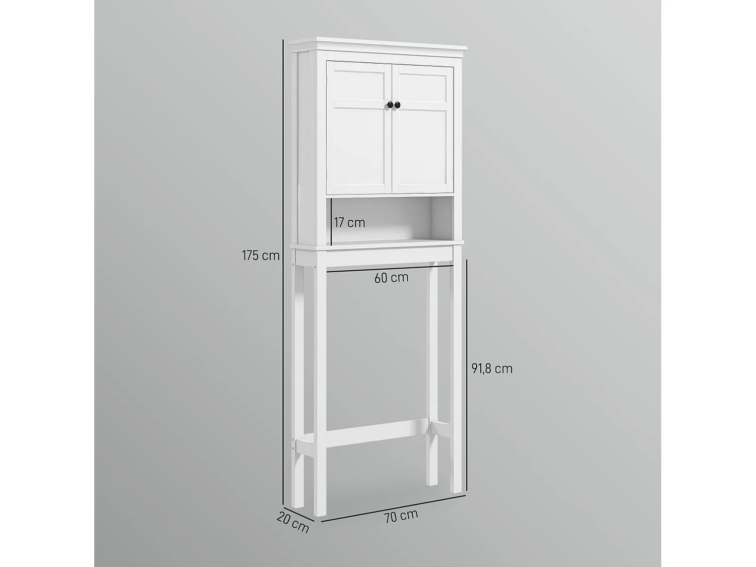Mueble auxiliar Perséfone Homcom 2 puertas + compartimento blanco 175x70x20 cm