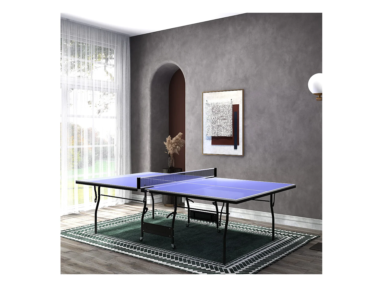 Mesa de ping-pong Nexa Sportnow + palas + pelotas verde 76x152,5x274 cm