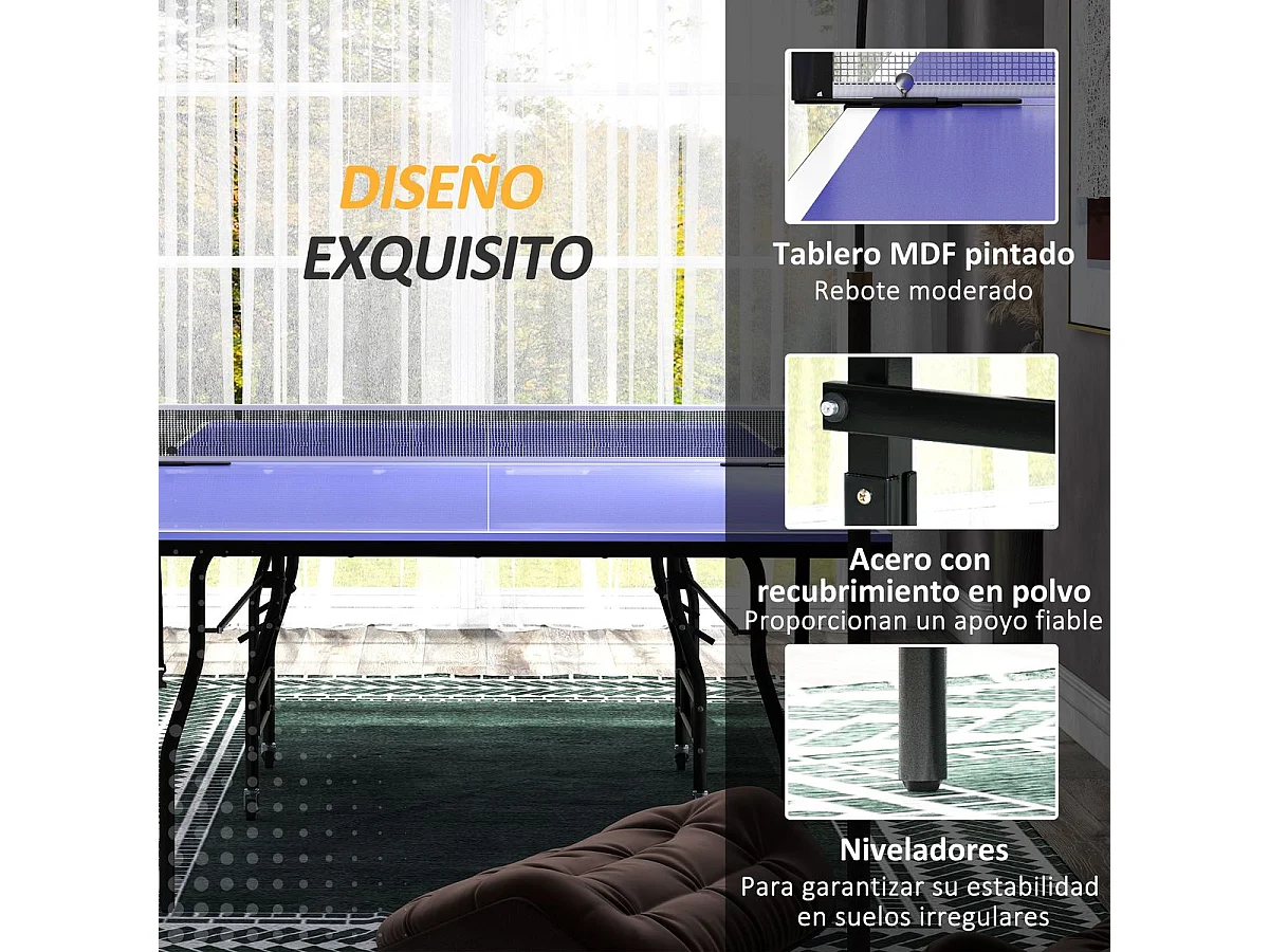 Mesa de ping-pong Nexa Sportnow + palas + pelotas verde 76x152,5x274 cm