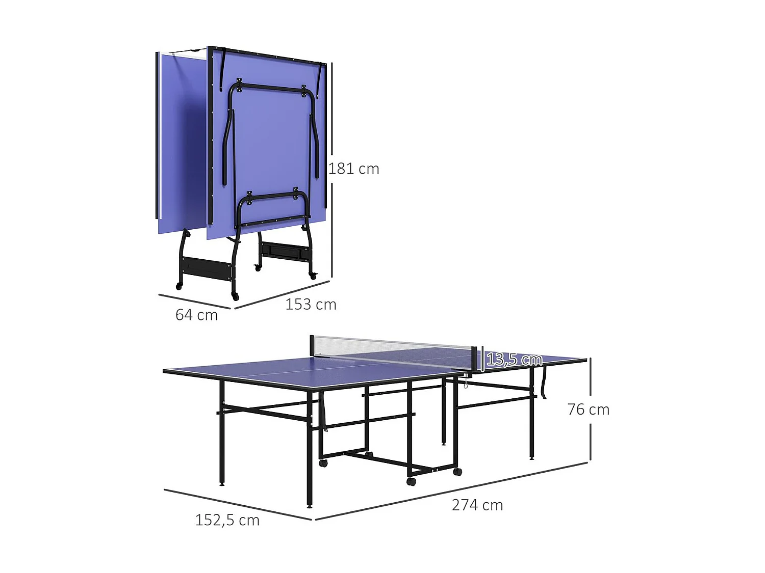 Mesa de ping-pong Nexa Sportnow + palas + pelotas verde 76x152,5x274 cm