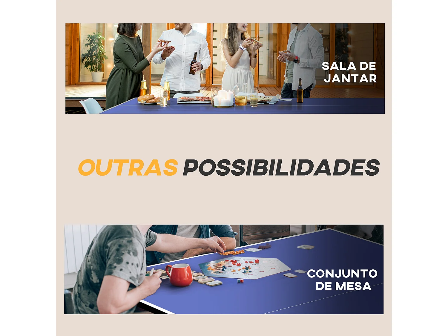 Mesa de Ping Pong Dobrável Profissional Azul com Rodas, Rede, Raquetes e Bolas - 274x152,5 cm