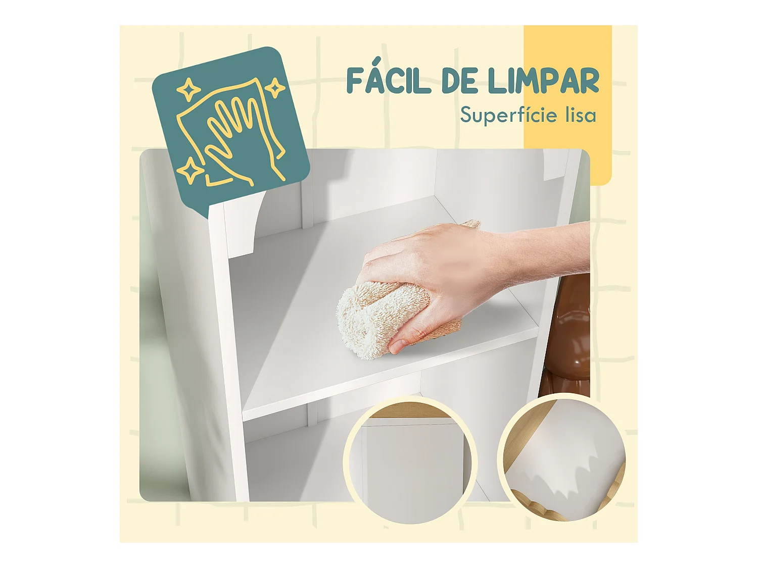 Estantería infantil Camelia Aiyaplay 3 estantes +3A blanco/natural 139,5x40x30 cm