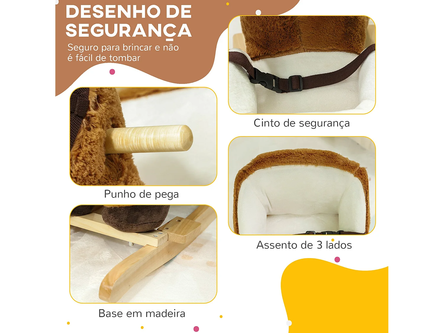 Cavalo Baloiço AIYAPLAY para Crianças de 18 a 36 Meses com Sons e Cinto de Segurança