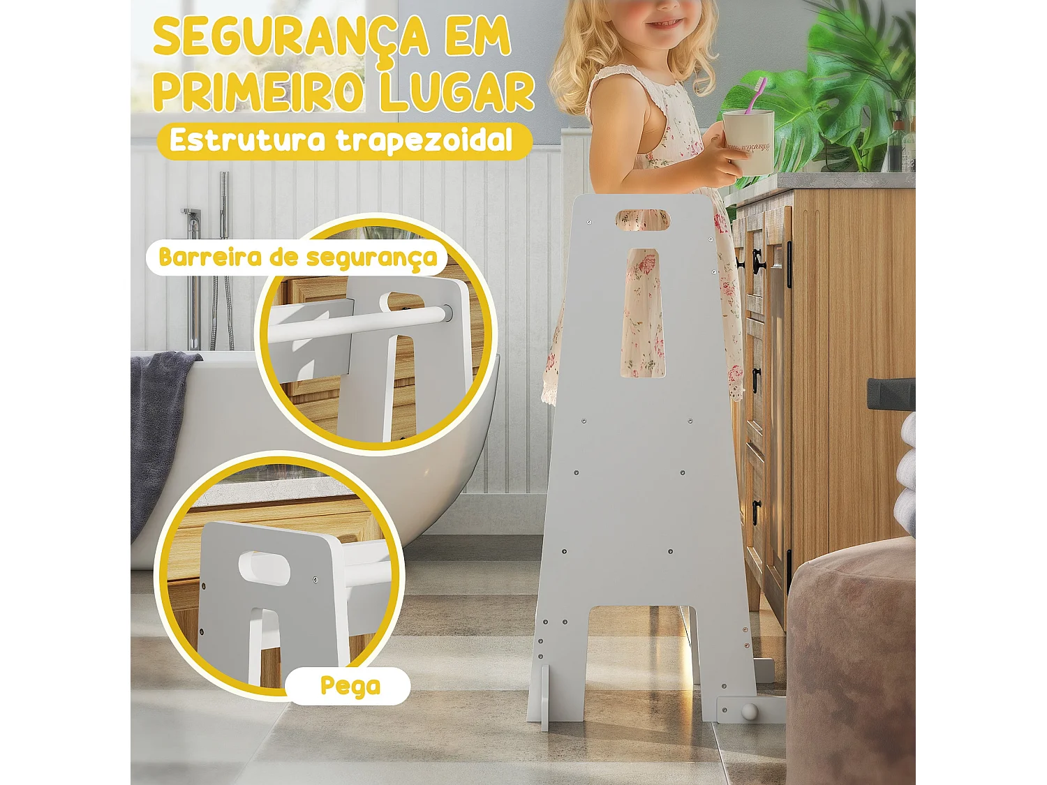 Torre de Aprendizagem AIYAPLAY para Crianças com Altura Ajustável e Segurança Premium