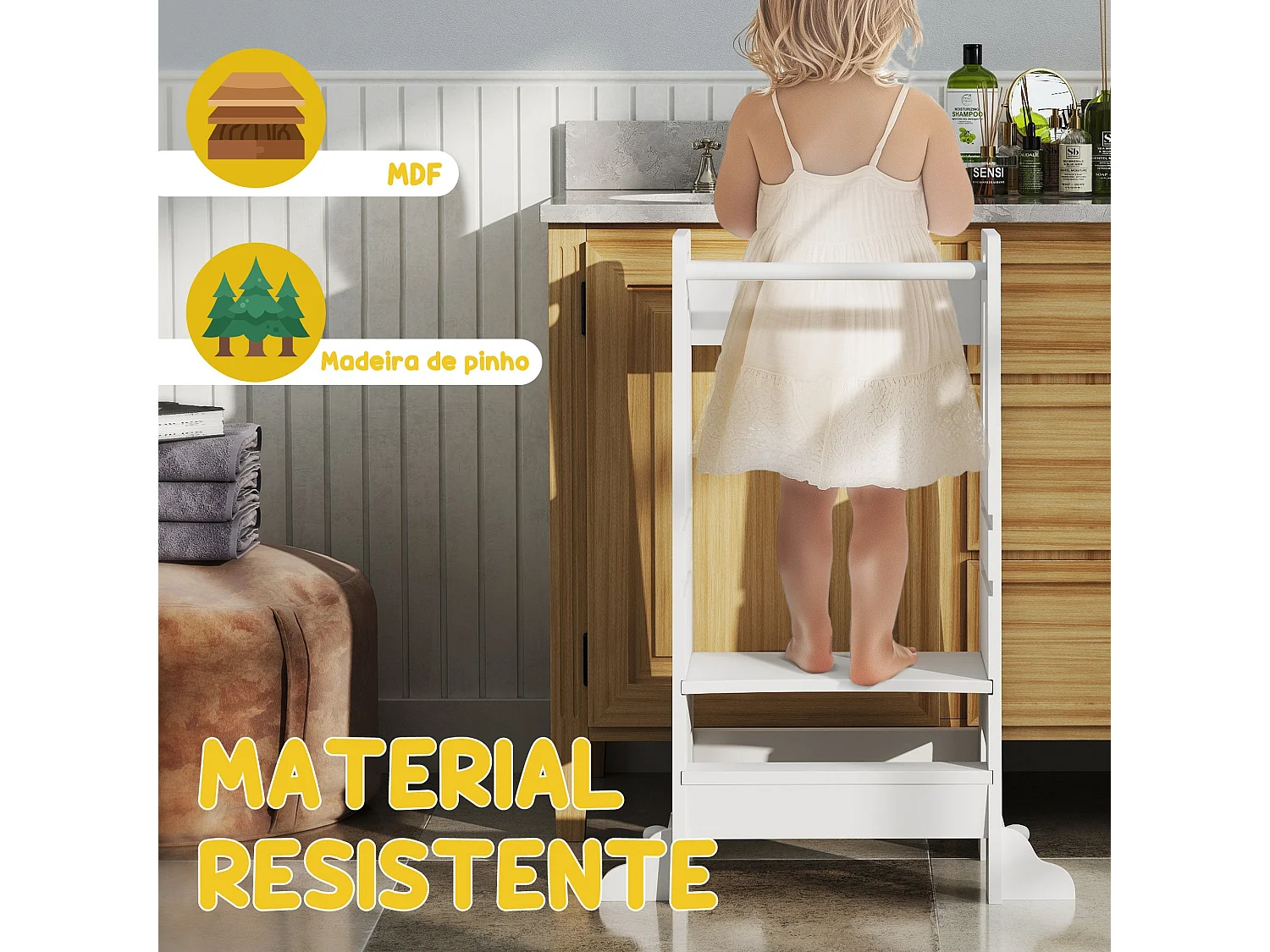 Torre de Aprendizagem AIYAPLAY para Crianças com Altura Ajustável e Segurança Premium