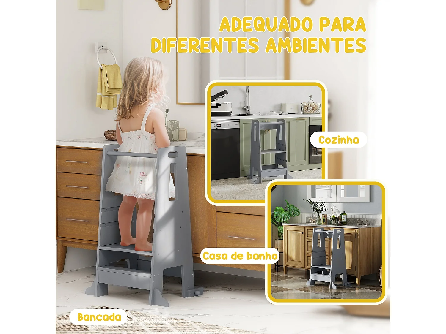 Torre de Aprendizagem AIYAPLAY para Crianças com Altura Ajustável e Segurança