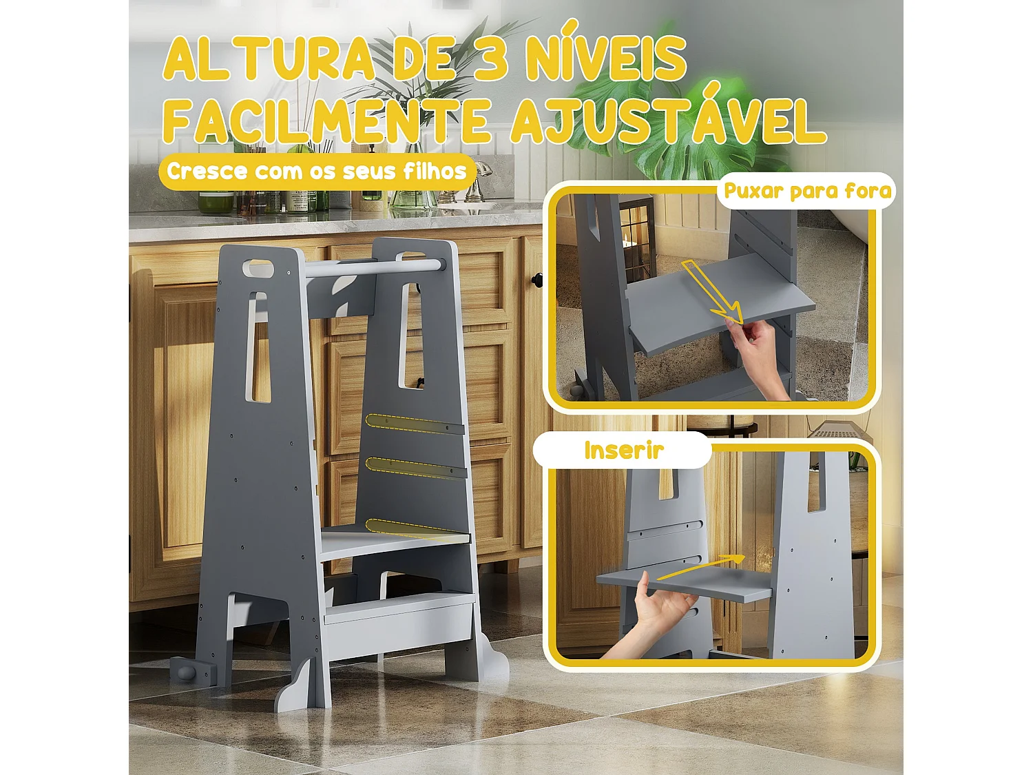 Torre de Aprendizagem AIYAPLAY para Crianças com Altura Ajustável e Segurança