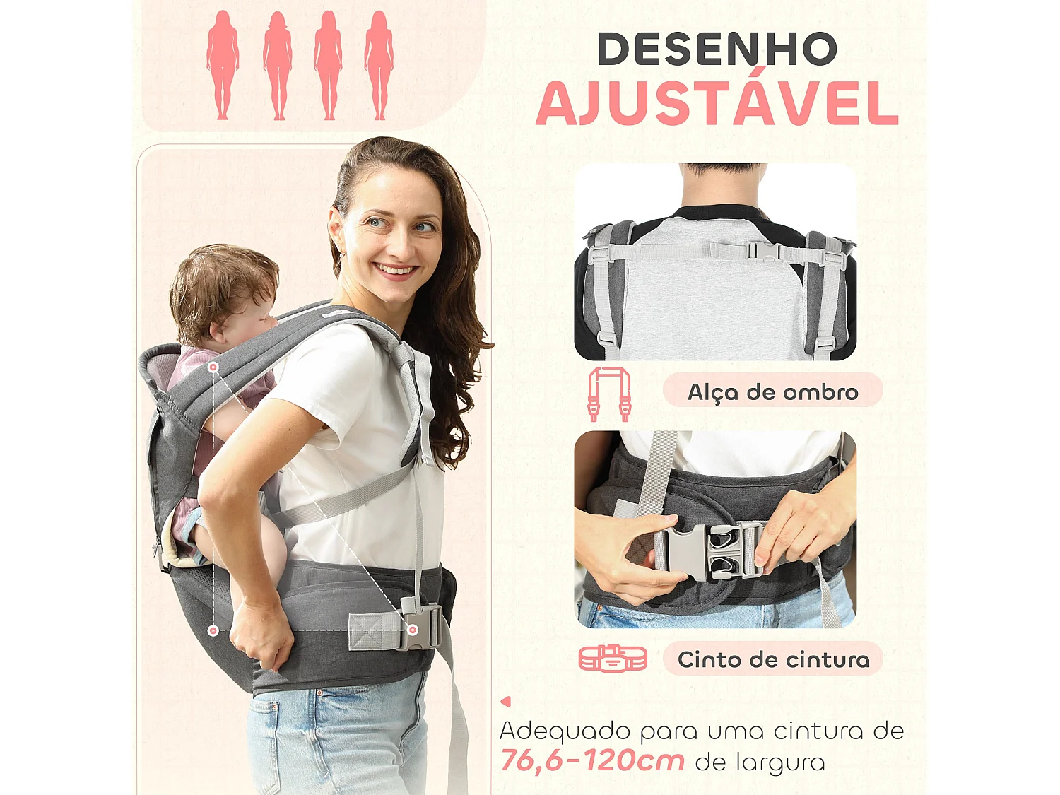 Marsúpio AIYAPLAY para Bebés: Conforto e Versatilidade para Recém-Nascidos até 36 Meses