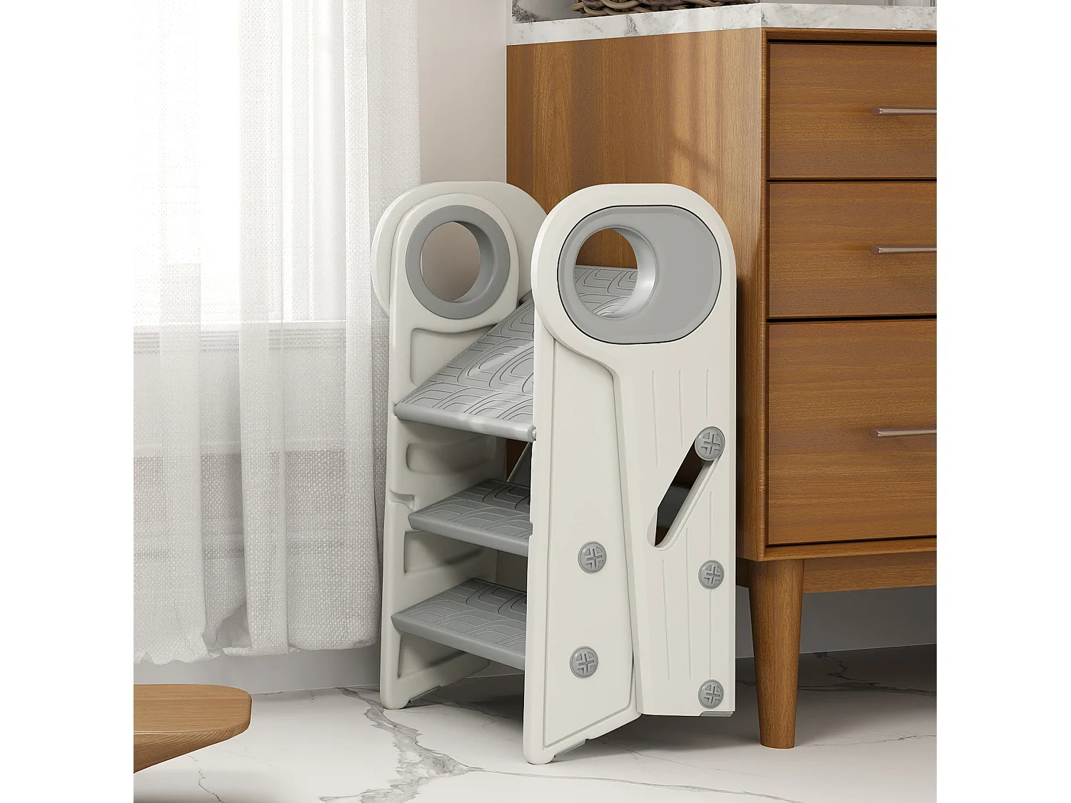 Banco Dobrável AIYAPLAY para Crianças - Escada Antiderrapante Ajustável 2 em 1