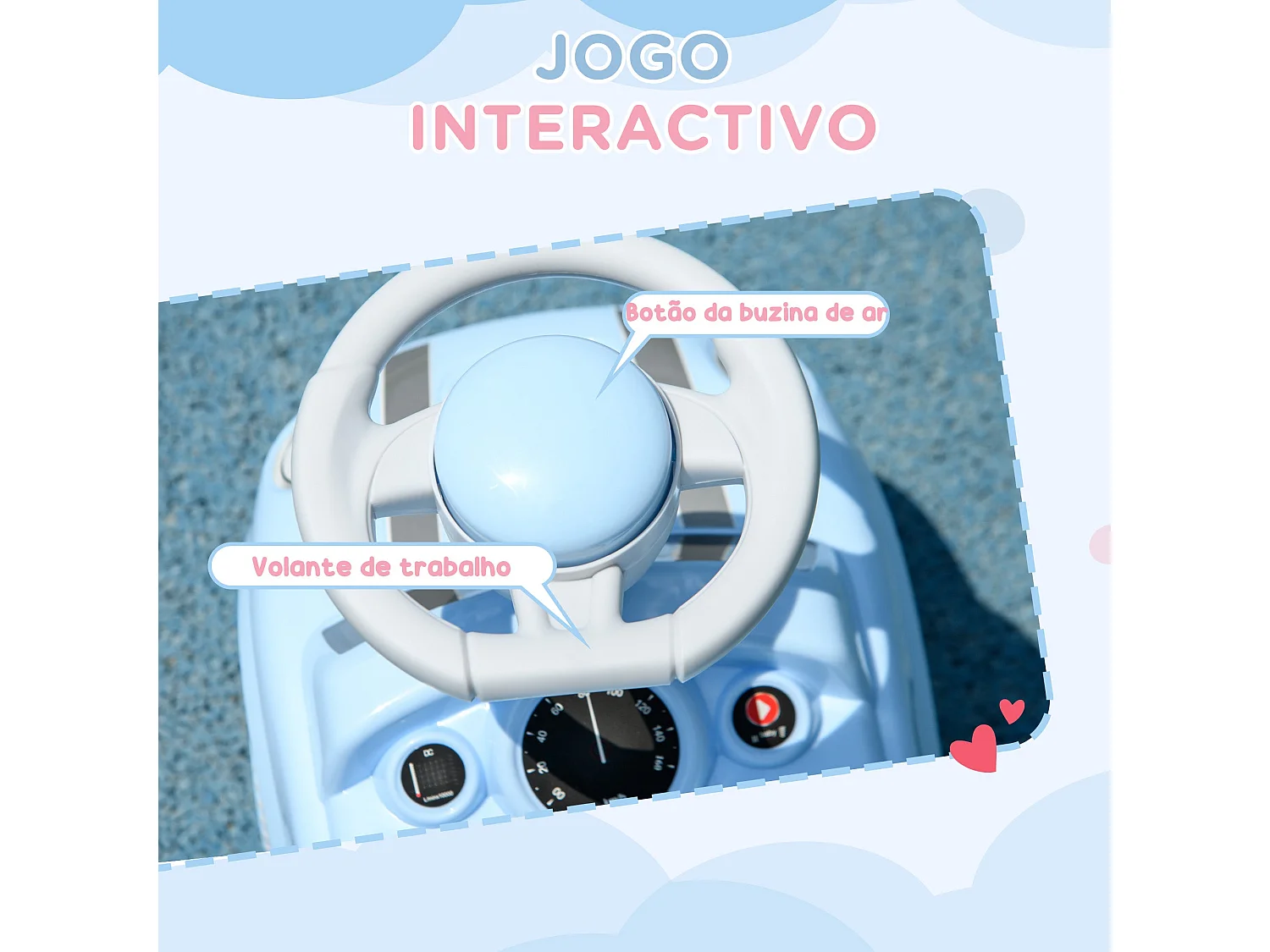 AIYAPLAY Carro Andador Azul Claro para Bebês de 18 a 36 Meses com Sistema Anti-Tombo