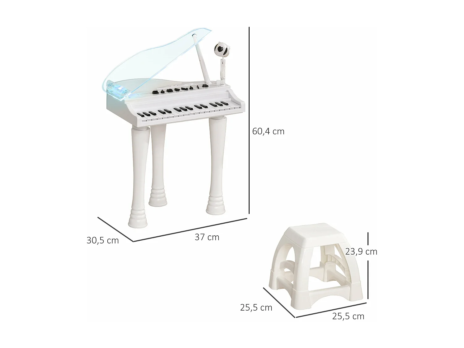 Piano Eletrônico Infantil AIYAPLAY com 32 Teclas, Microfone e Luzes LED - Diversão Garantida!