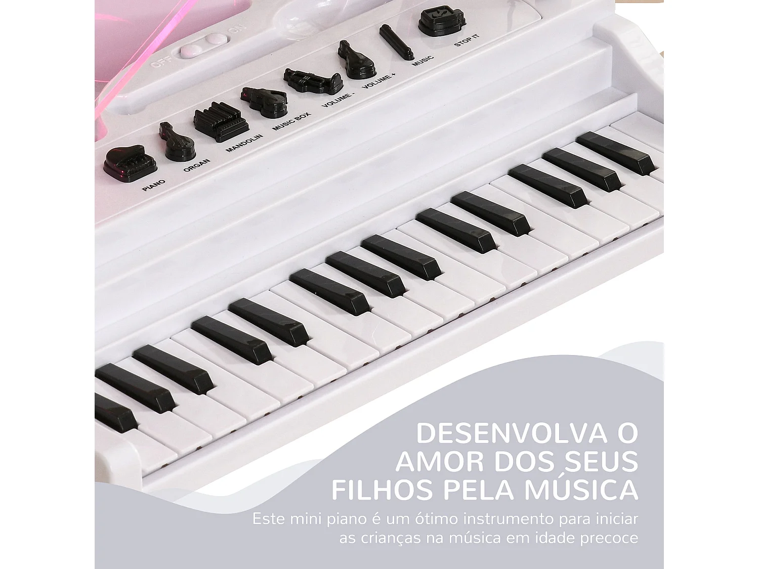 Piano Eletrônico Infantil AIYAPLAY com 32 Teclas, Microfone e Luzes LED - Diversão Garantida!