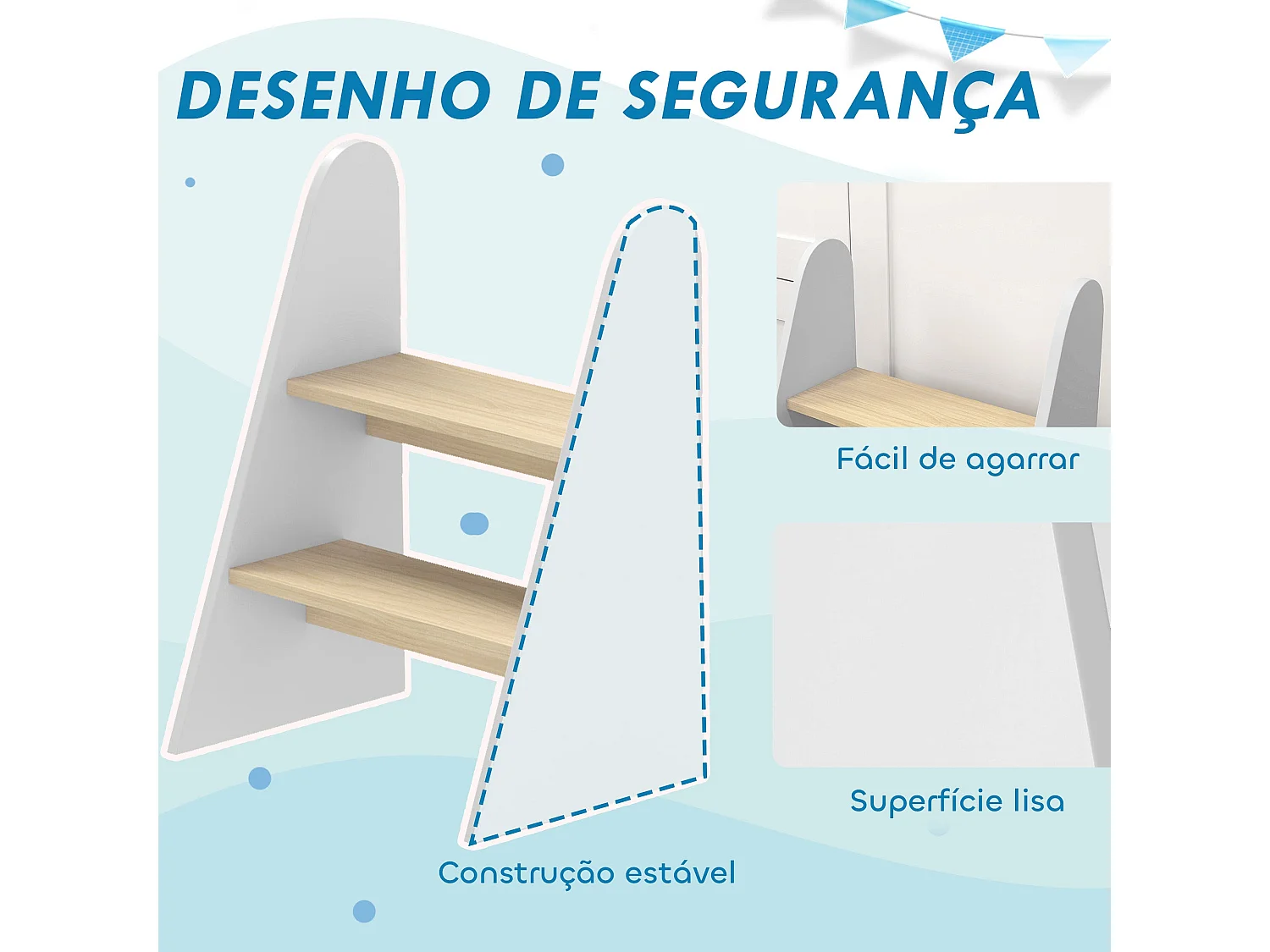 Banco de Aprendizagem AIYAPLAY para Crianças com Dois Degraus - Escada Segura e Versátil em Branco