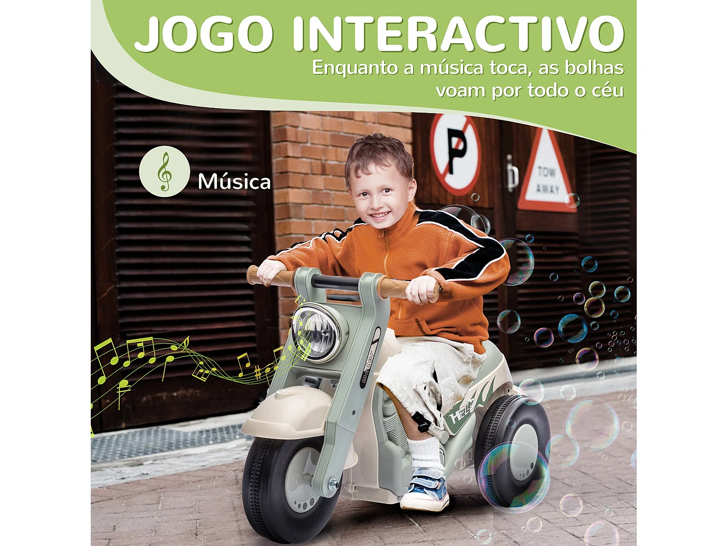 Carro Andador Musical para Bebés a Partir de 2 Anos - Mota Divertida com Bolhas e Carga de 30 kg