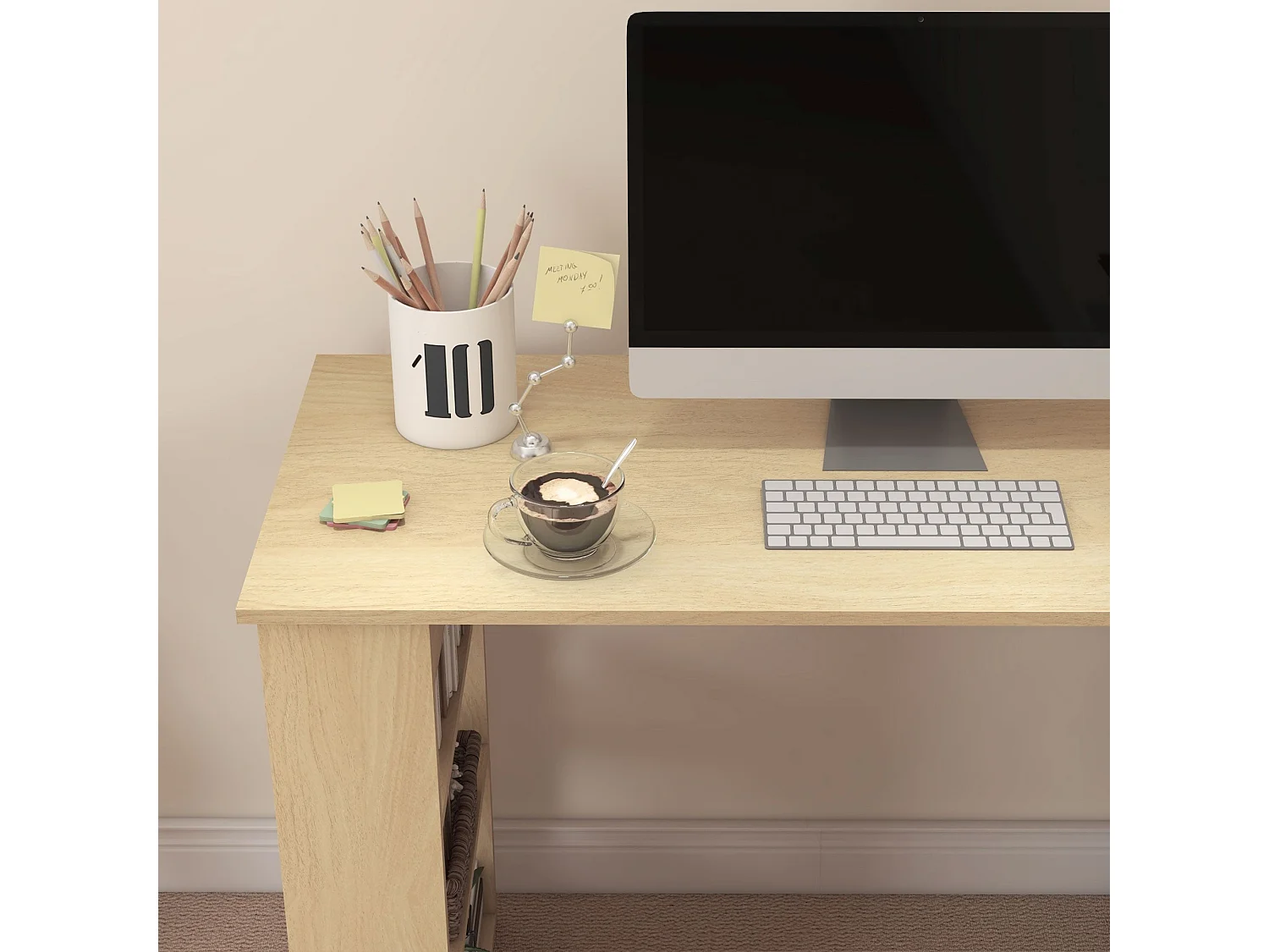 360° draaibare hoektafel met 5 planken - 120x110x74,5 cm - Hout en wit