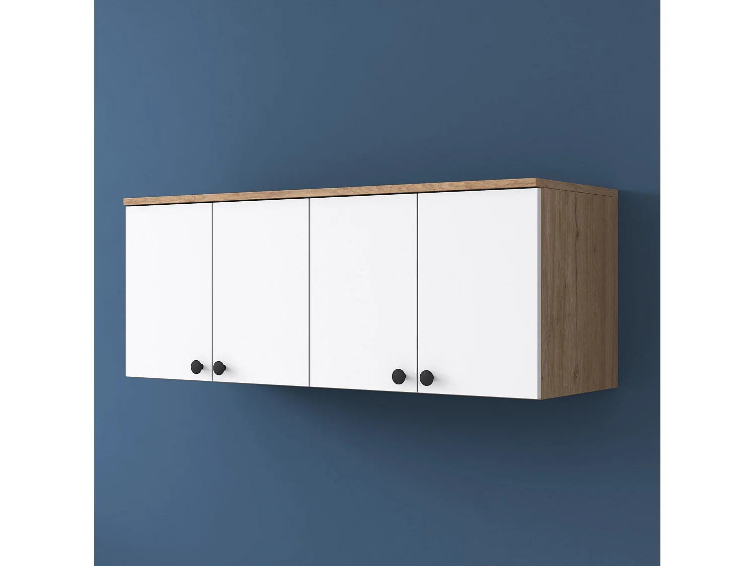 Armário de Parede Multifuncional "Roma" - Nogueira e Branco - 120x46.8x42.5cm