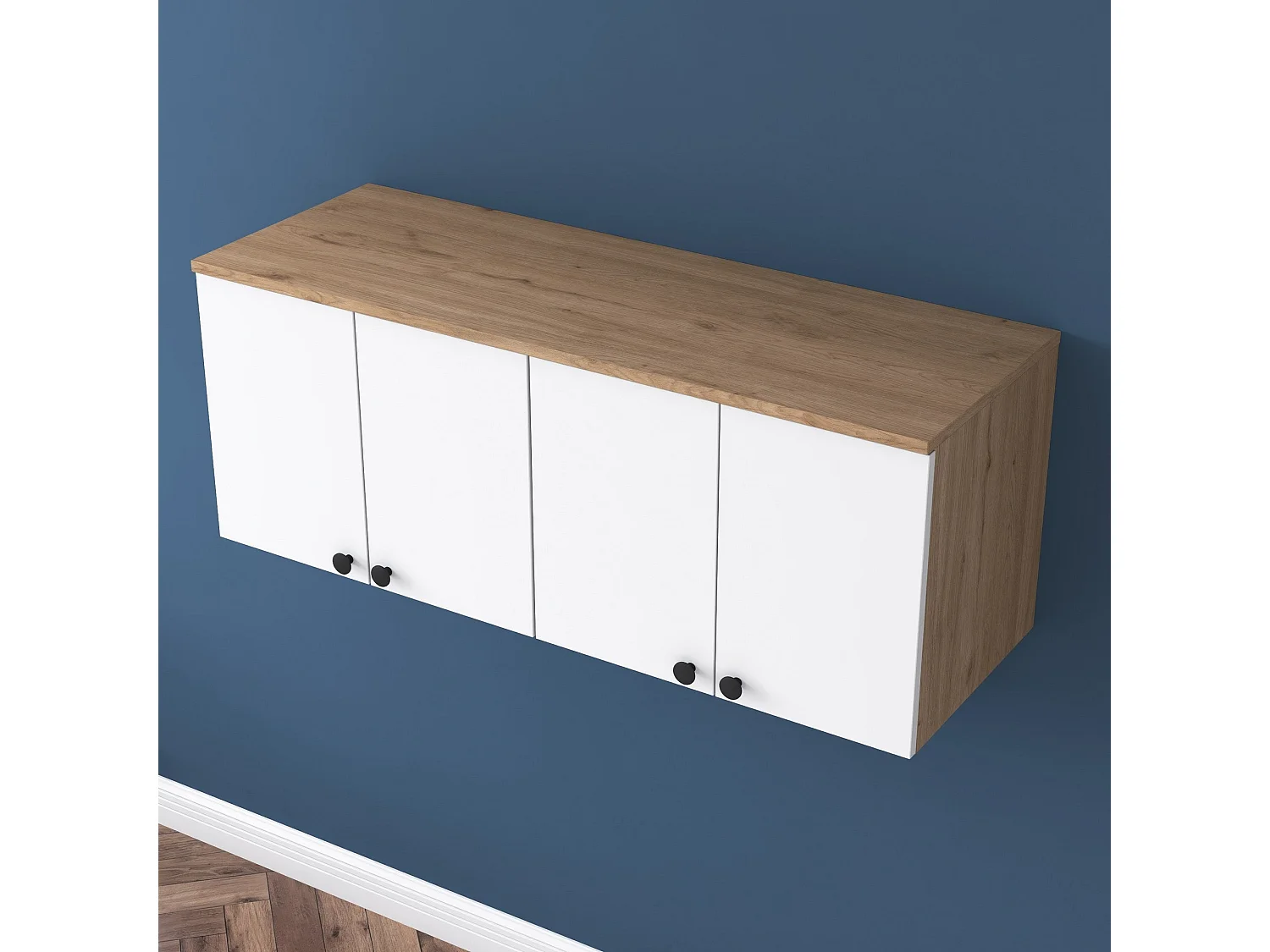 Armário de Parede Multifuncional "Roma" - Nogueira e Branco - 120x46.8x42.5cm