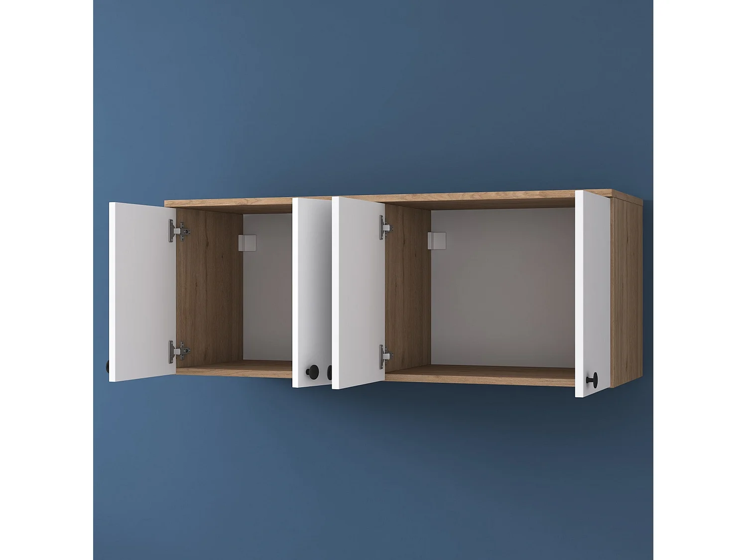 Armário de Parede Multifuncional "Roma" - Nogueira e Branco - 120x46.8x42.5cm