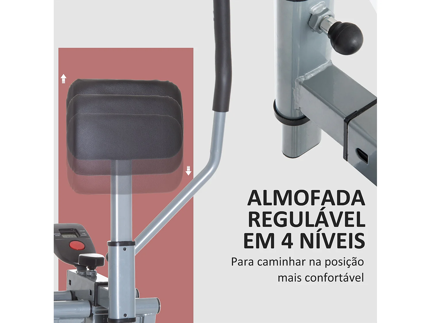 Bicicleta Elíptica Ajustável HOMCOM para Treino em Casa e Ginásio - Ideal para Cintura, Glúteos e Pernas - Capacidade 110 kg