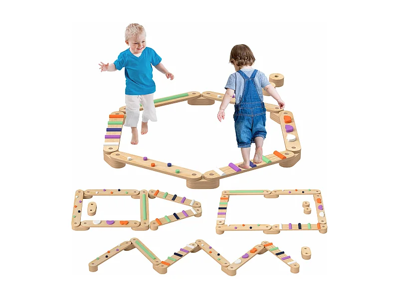Trave de Equilíbrio AIYAPLAY - Jogo de Madeira Multicolorido para Crianças a Partir de 3 Anos
