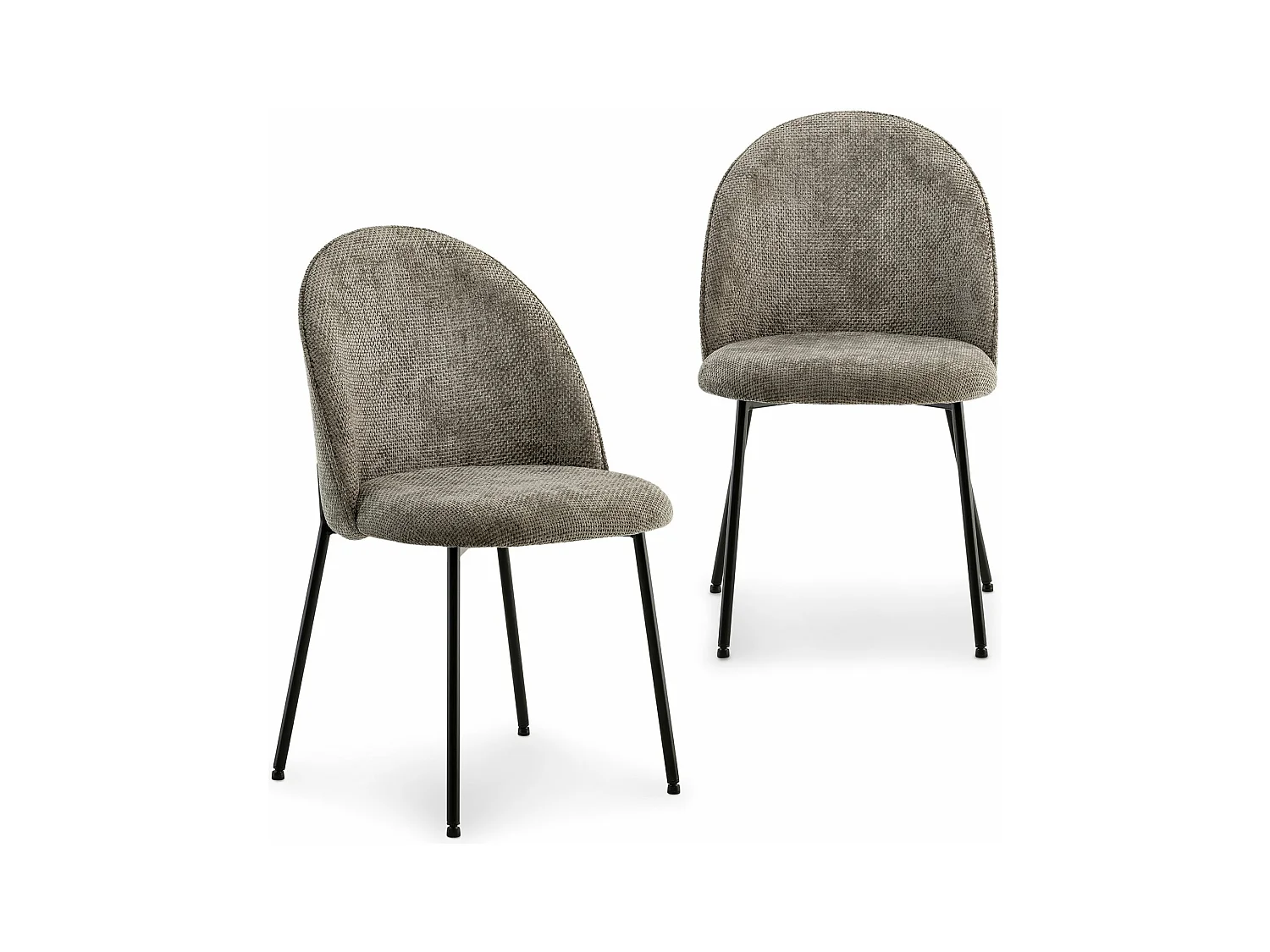 Lot de 2 chaises CASSIE avec revêtement en tissu gris et structure en métal noir, chaise de salle à manger