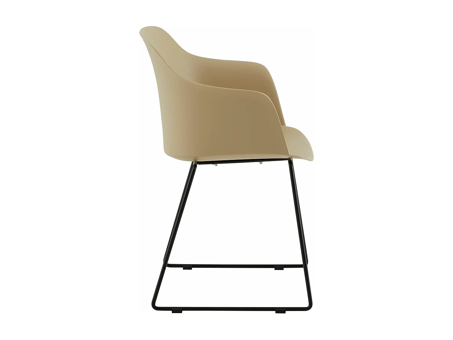 Lot de 4 chaises de jardin FORO fauteuil d'extérieur en plastique beige résistant aux UV et pieds en métal noir
