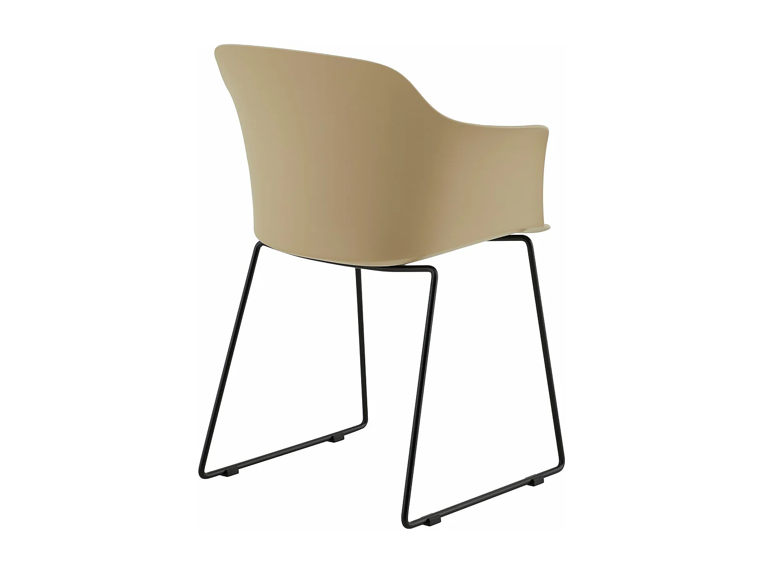 Lot de 4 chaises de jardin FORO fauteuil d'extérieur en plastique beige résistant aux UV et pieds en métal noir