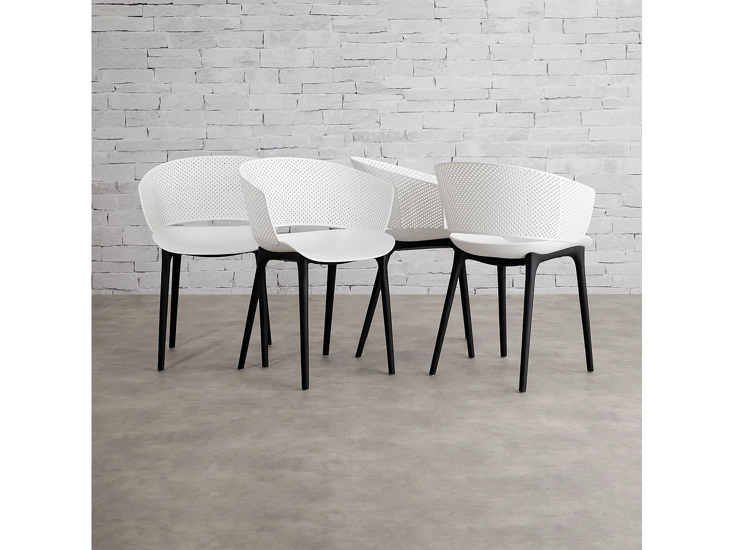 Lot de 4 chaises de jardin OLINDO blanc, chaise d'extérieur pour terrasse avec protection anti-UV