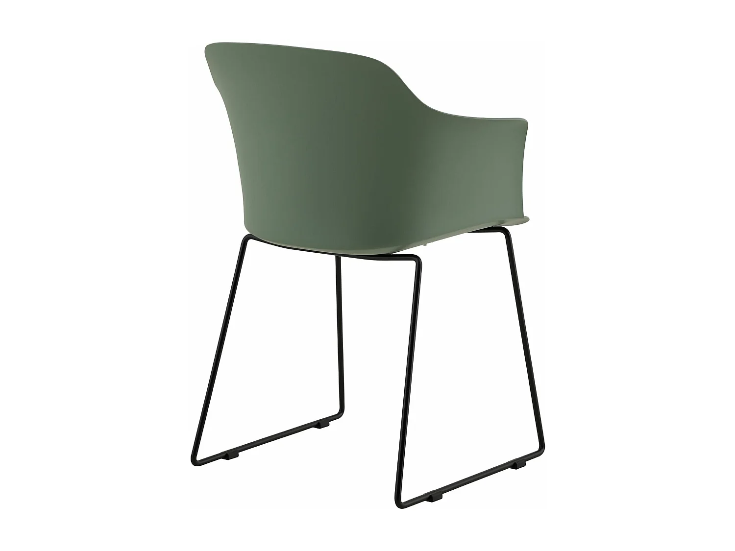 Lot de 4 chaises de jardin FORO fauteuil d'extérieur en plastique vert résistant aux UV et pieds en métal noir