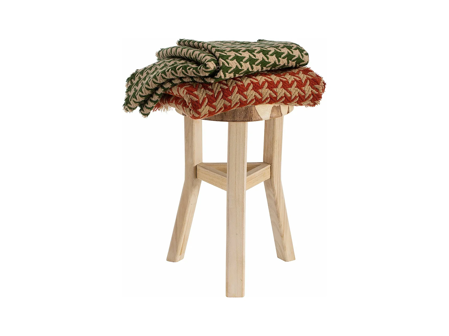 Tabouret en bois ZAHORA petit tabouret rond de décoration, coloris naturel
