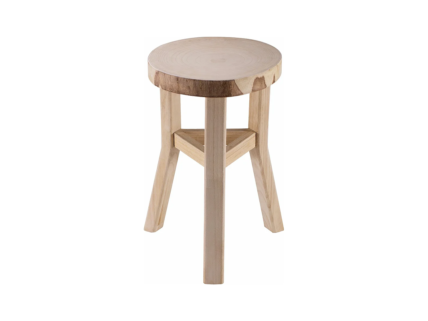 Tabouret en bois ZAHORA petit tabouret rond de décoration, coloris naturel