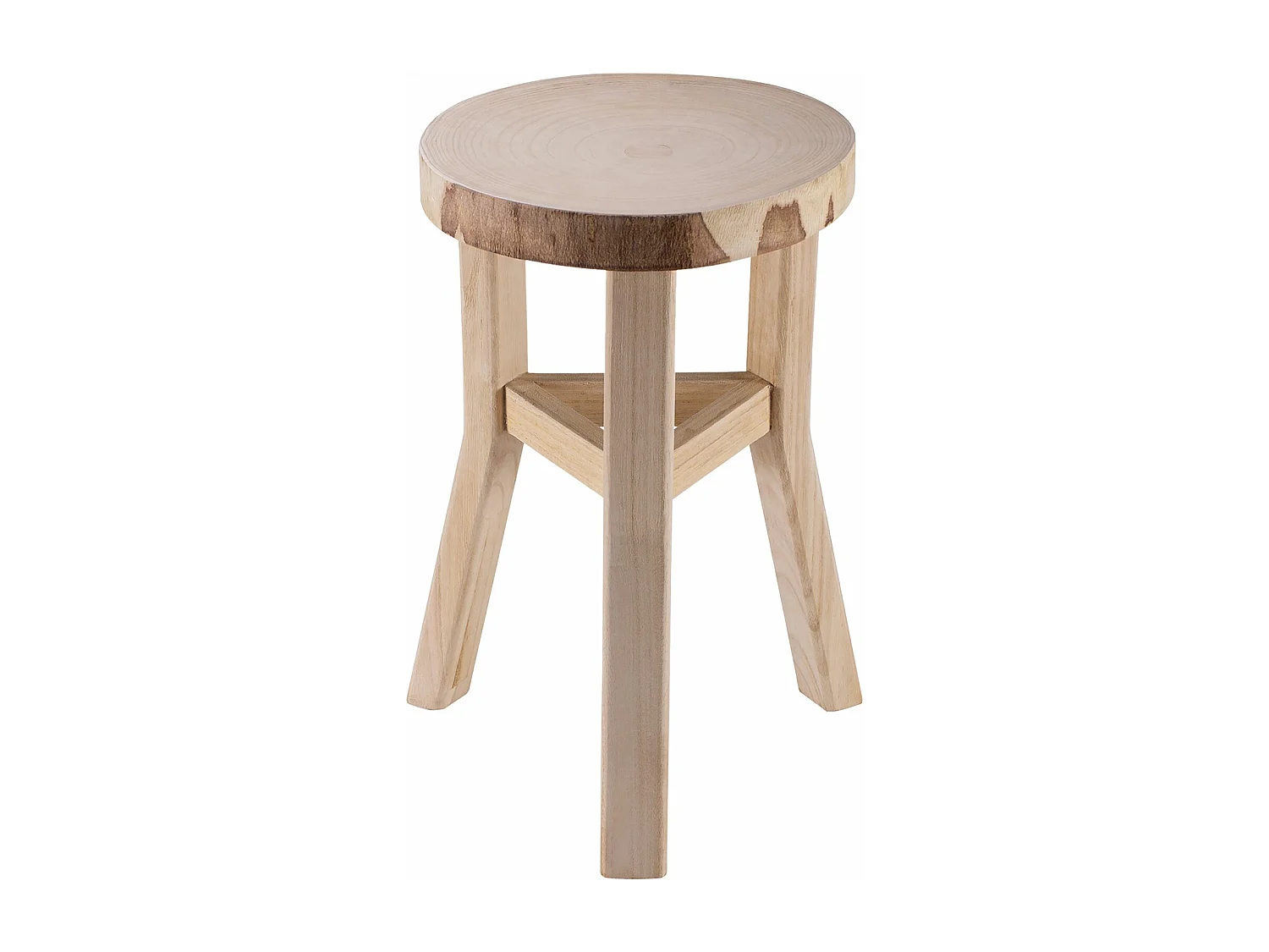 Tabouret en bois ZAHORA petit tabouret rond de décoration, coloris naturel