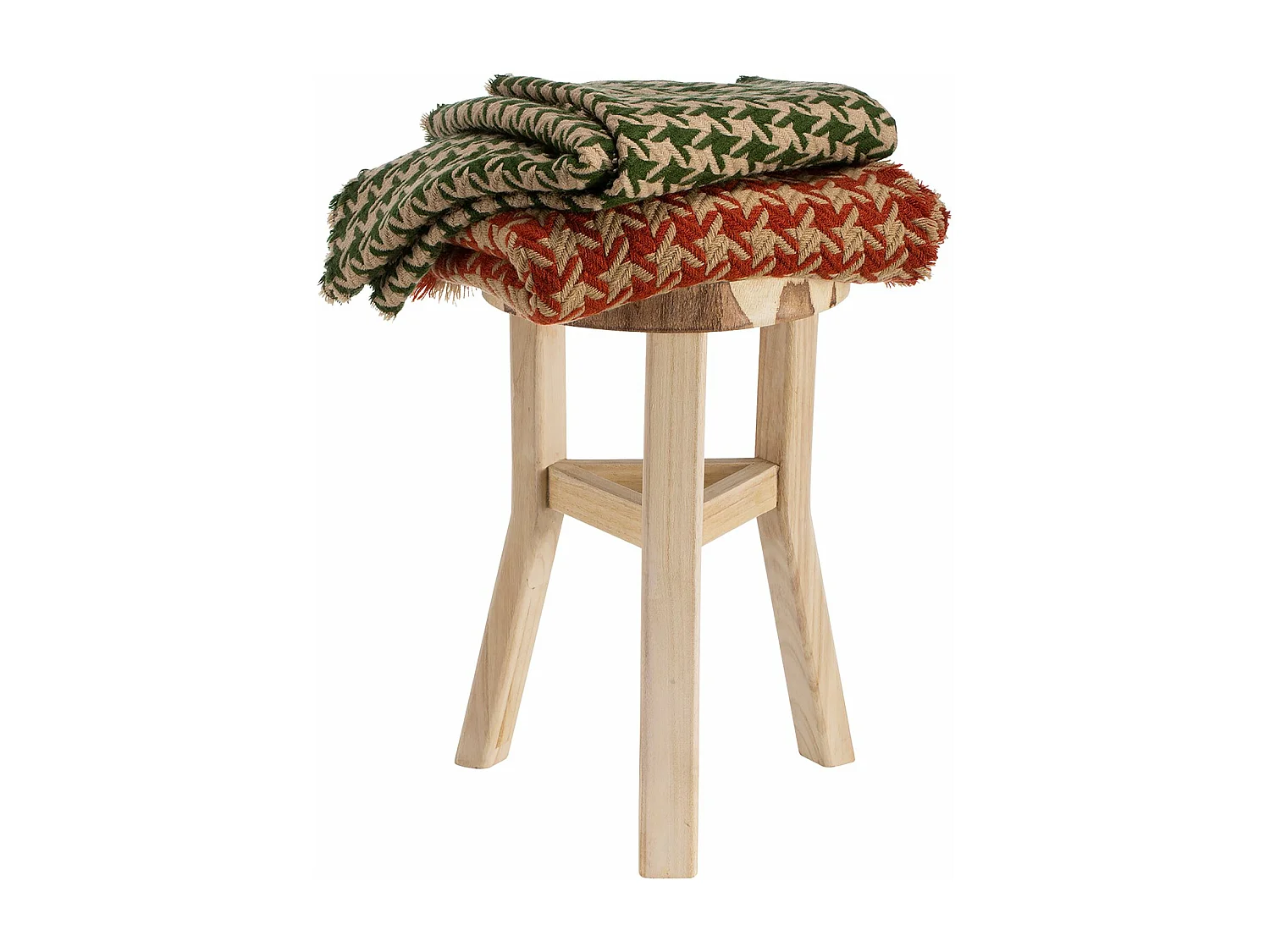 Tabouret en bois ZAHORA petit tabouret rond de décoration, coloris naturel