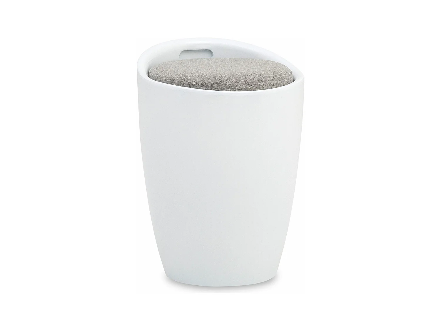 Tabouret DANIEL coffre de rangement panier à linge siège avec assise rembourrée, en plastique et revêtement synthétique, blanc/gris