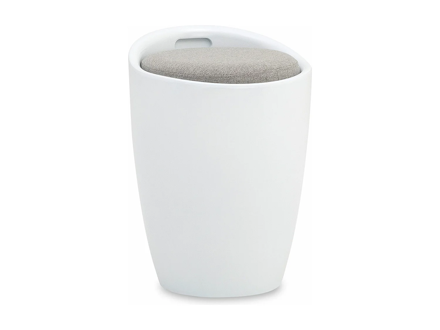 Tabouret DANIEL coffre de rangement panier à linge siège avec assise rembourrée, en plastique et revêtement synthétique, blanc/gris