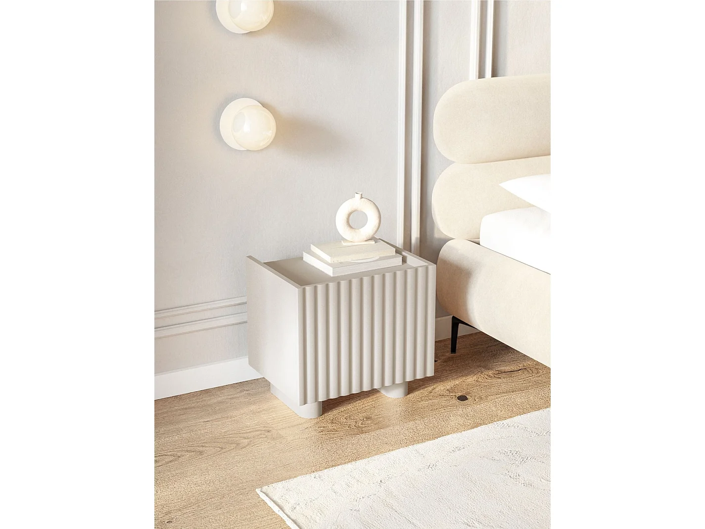 Table de chevet - 48 cm - grège - FIORRA