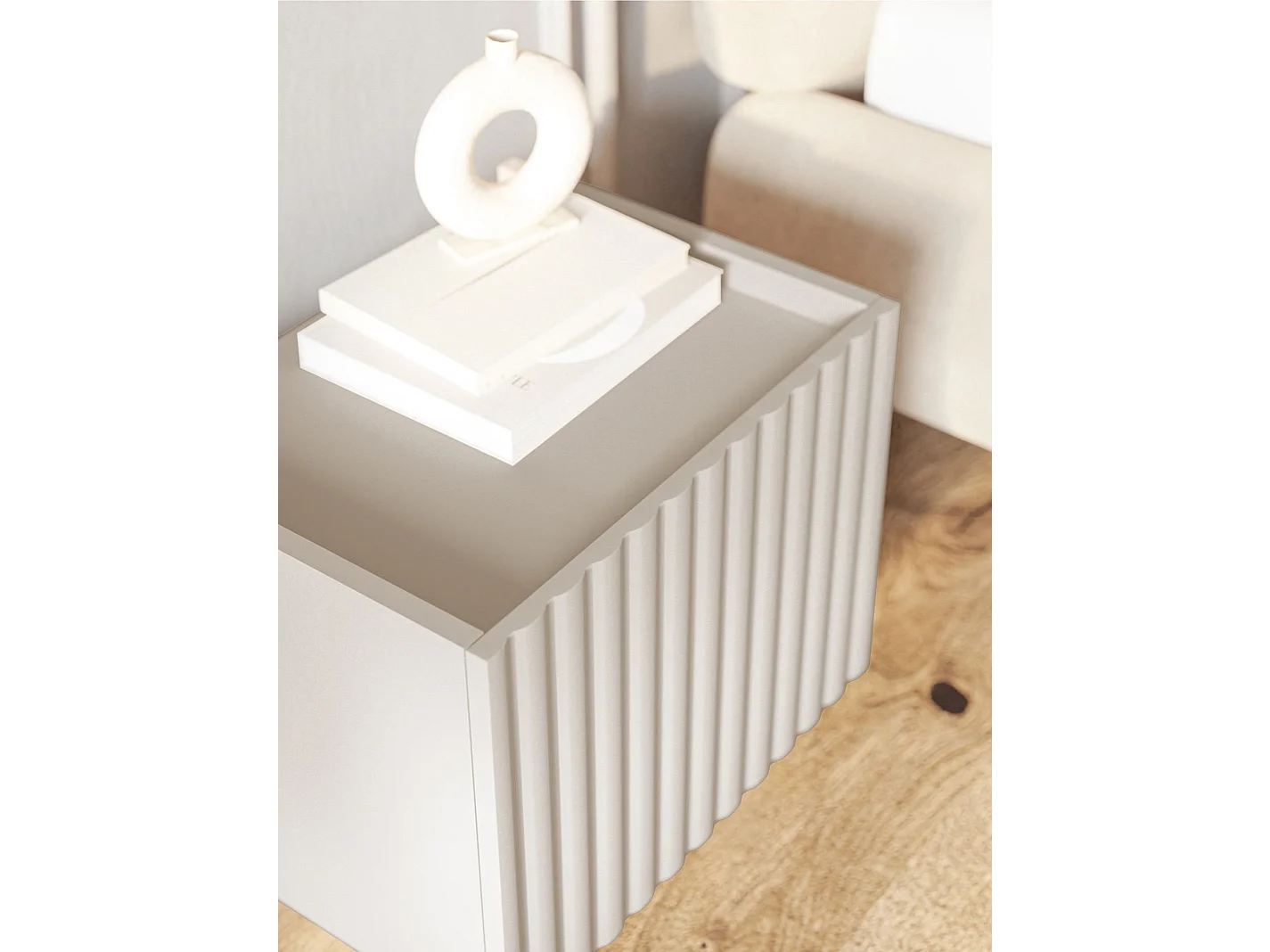 Table de chevet - 48 cm - grège - FIORRA