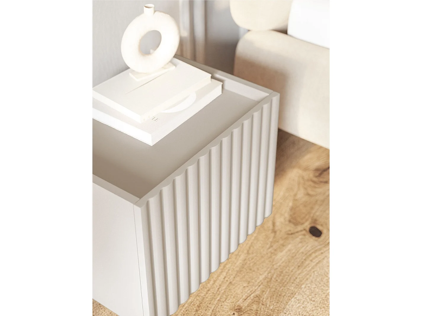 Table de chevet suspendue - 48 cm - grège - FIORRA