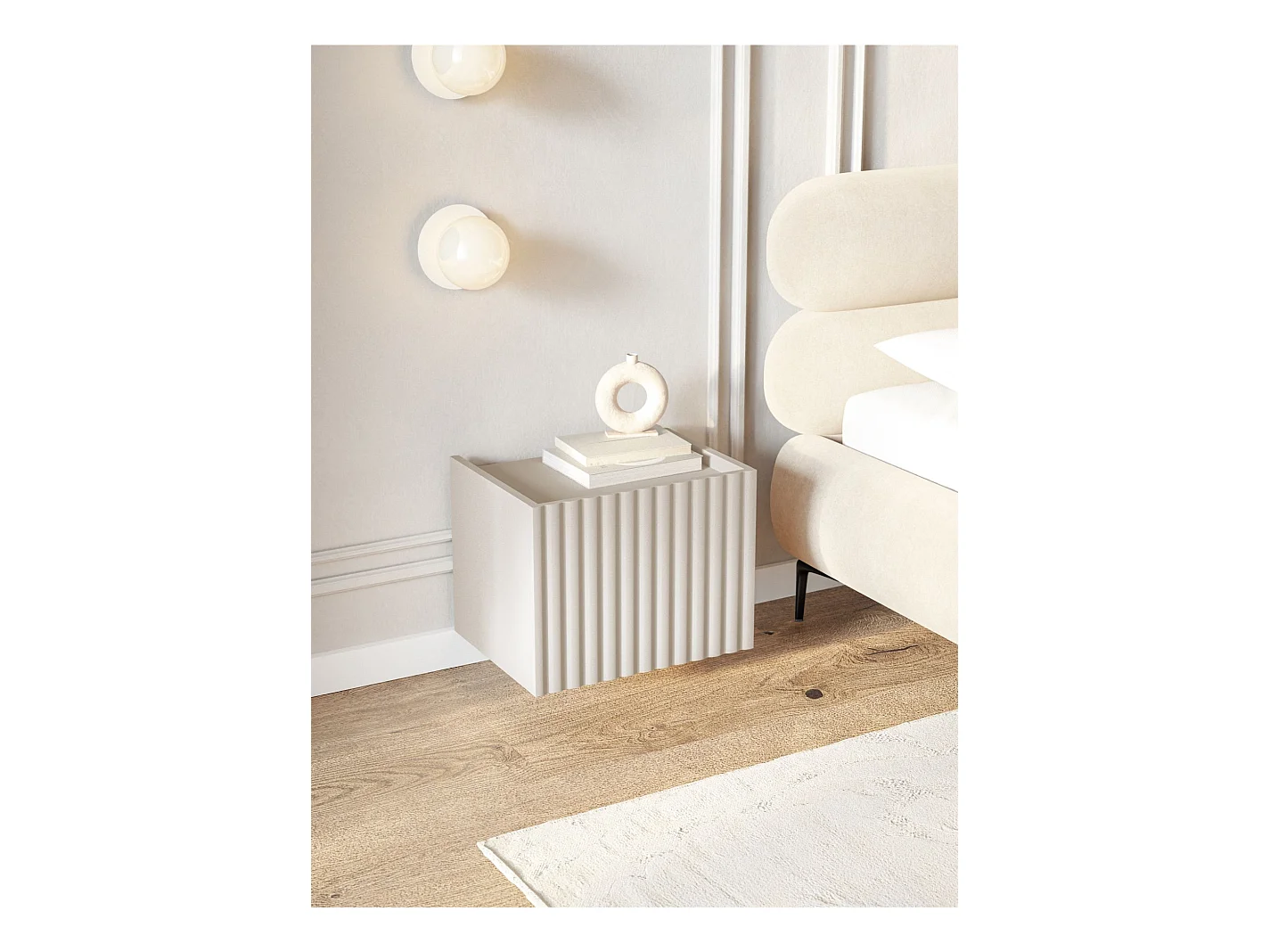 Table de chevet suspendue - 48 cm - grège - FIORRA