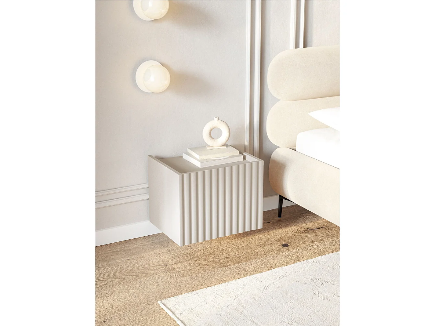 Table de chevet suspendue - 48 cm - grège - FIORRA